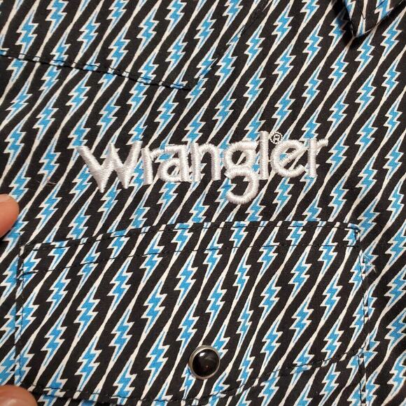 Wrangler Embroidered Snap Black Pearl Button Up Front Closure Size XL Boys - Picture 3 of 13